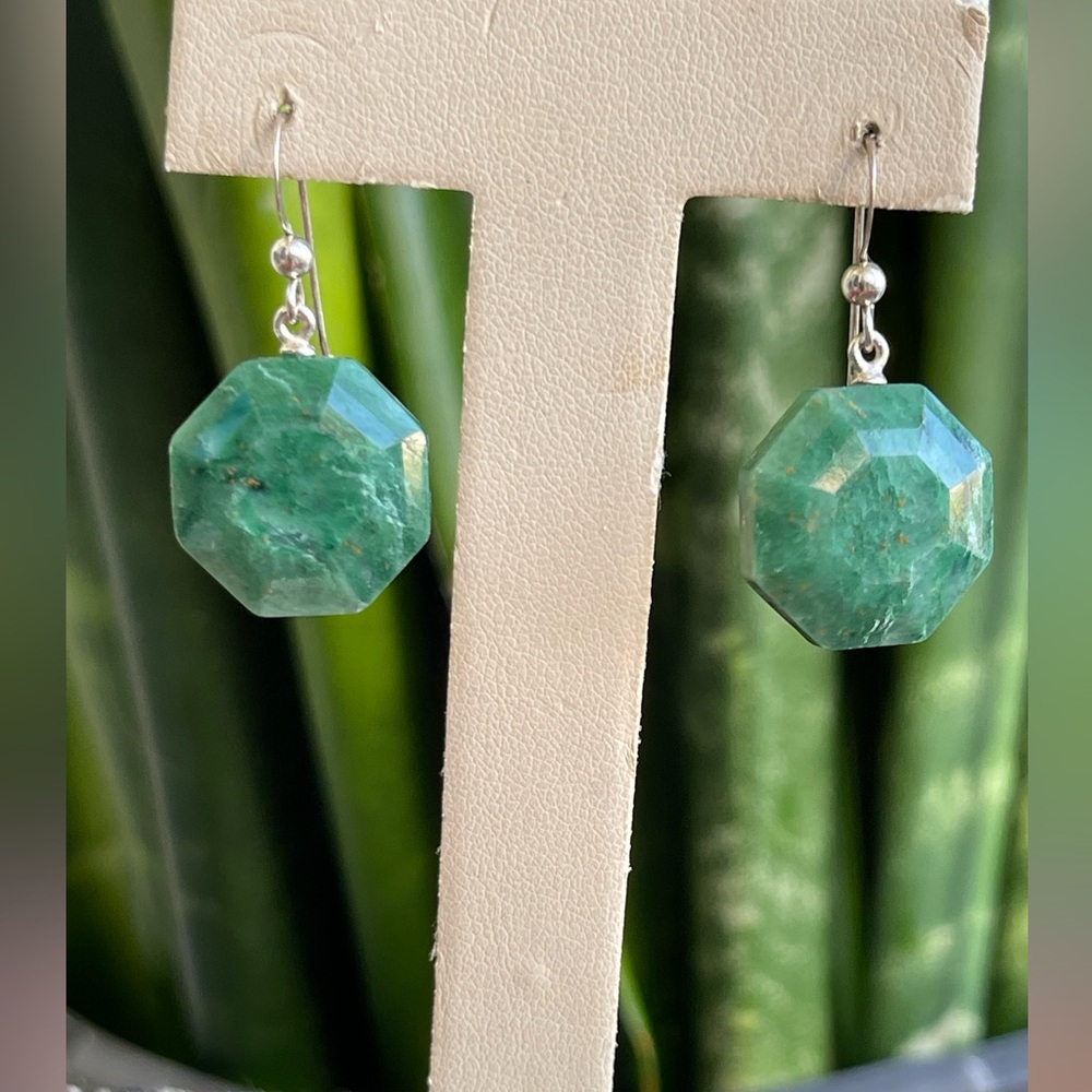 Faceted green chrome dippside sterling silver earrings